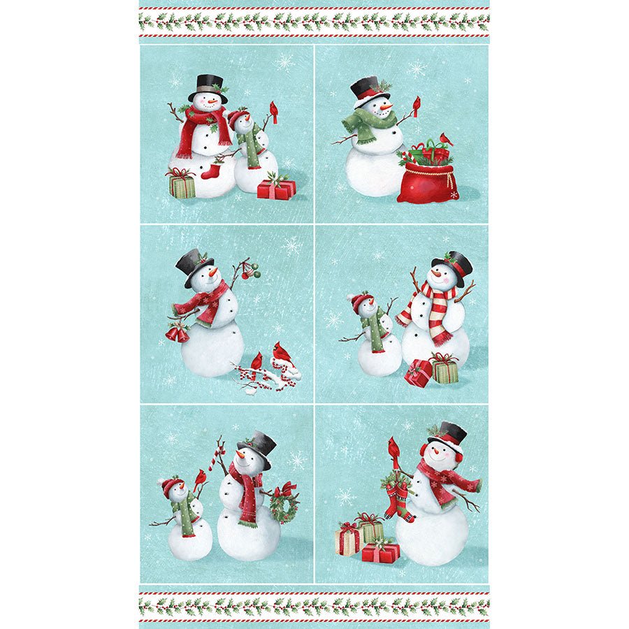 Holly Jolly 24" Blocks Panel Turquoise Multi - Northcott from Fort Worth Fabric Studio
