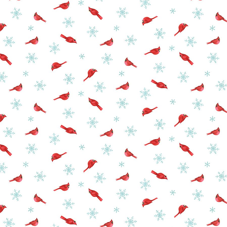 Holly Jolly Cardinal Toss White Multi - Northcott from Fort Worth Fabric Studio