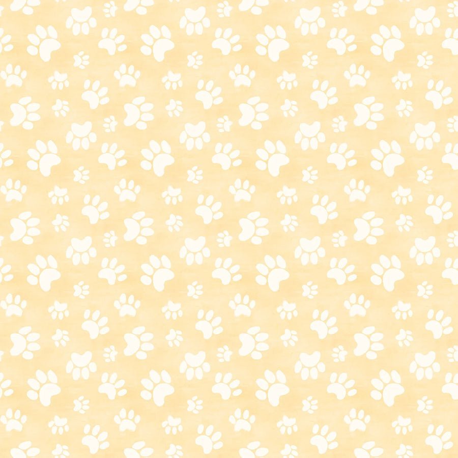 Homebodies Paw Prints Light Gold – Remnant 21″ × 44″ - Clothworks from Fort Worth Fabric Studio