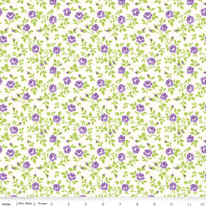 Hydrangeas in the Garden Tossed Floral Cream - Riley Blake from Fort Worth Fabric Studio