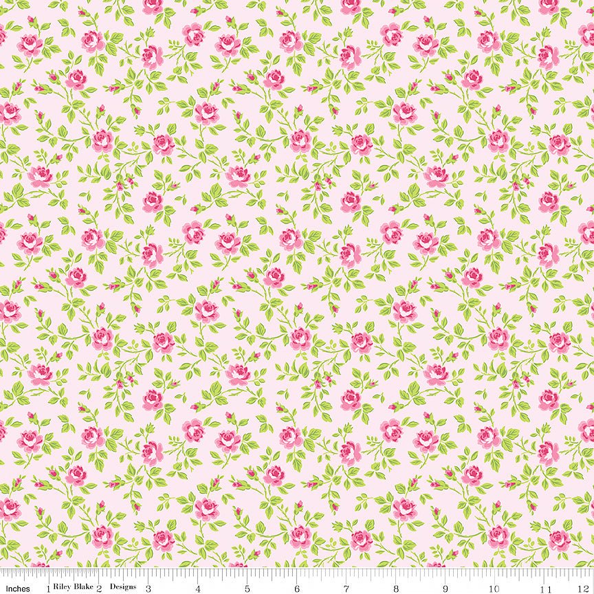 Hydrangeas in the Garden Tossed Floral Pink - Riley Blake from Fort Worth Fabric Studio