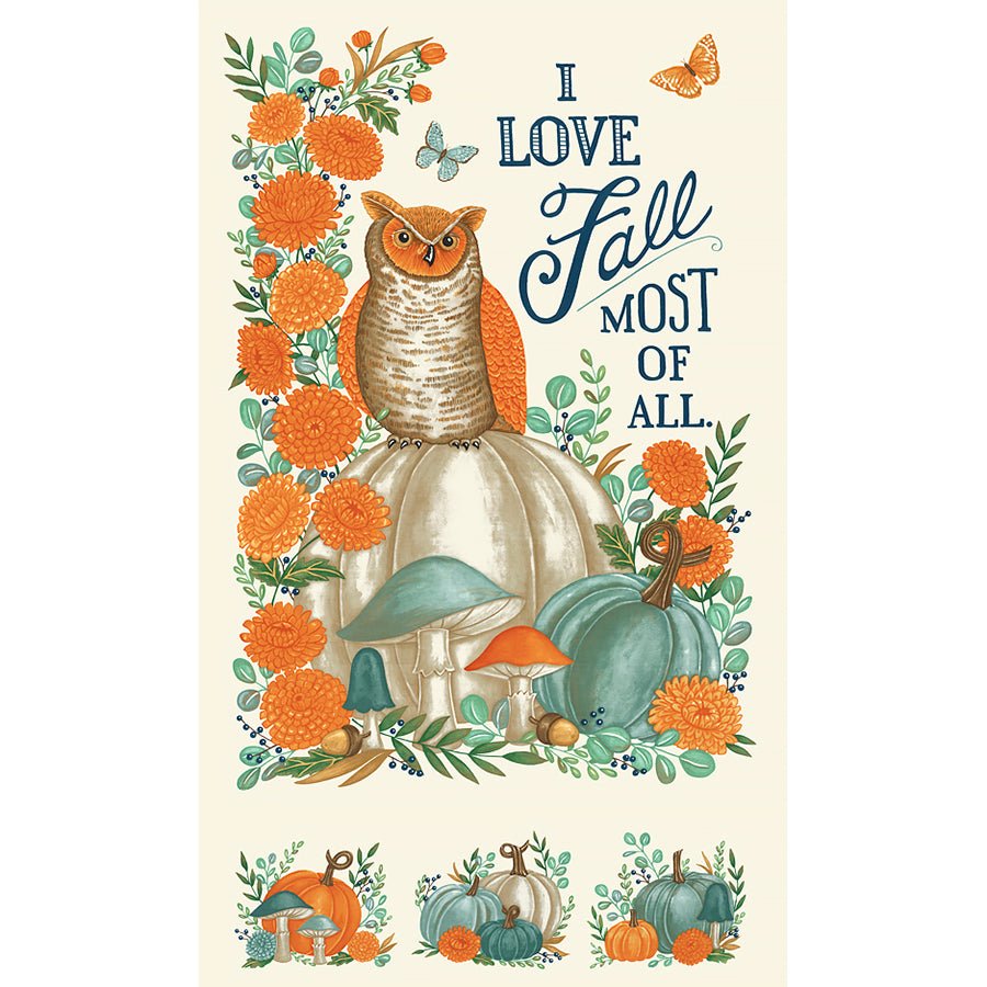 I Love Fall Most Of All 24" Panel Warm White - Moda from Fort Worth Fabric Studio