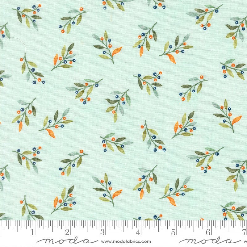 I Love Fall Most Of All Leaves & Berries Aqua - Moda from Fort Worth Fabric Studio