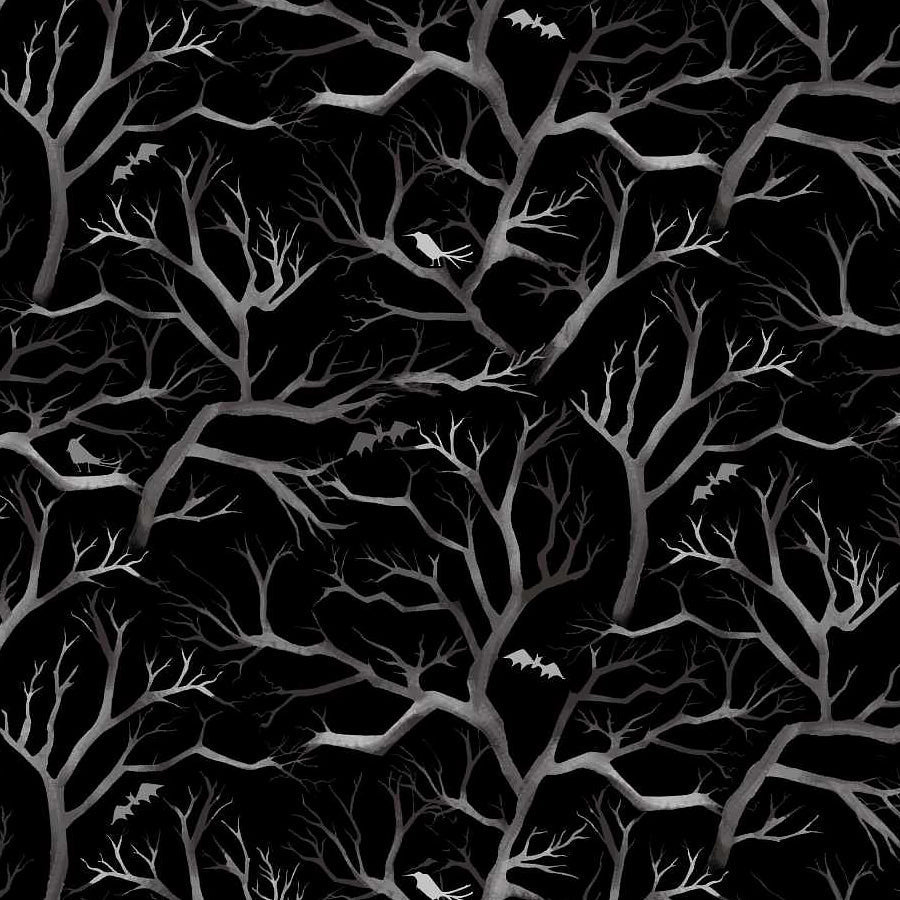I Made A Boo - Boo Branches & Bats Black - Studio E from Fort Worth Fabric Studio