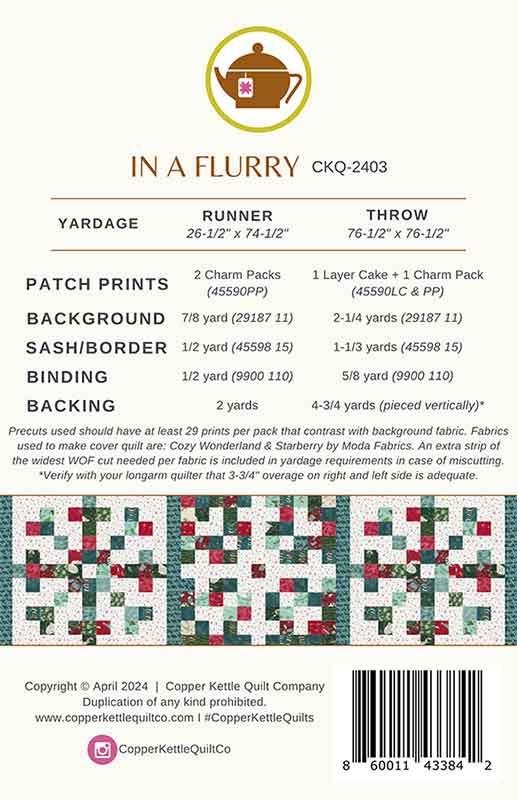In a Flurry Quilt Pattern by Copper Kettle Quilts - Copper Kettle Quilts from Fort Worth Fabric Studio