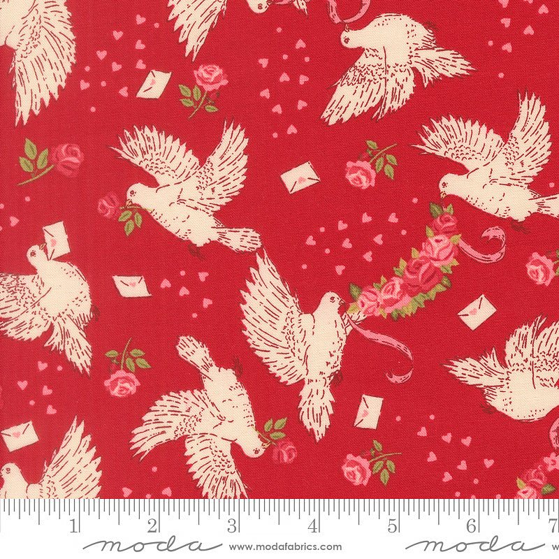 Je T'aime Doves True Love Rose - Moda from Fort Worth Fabric Studio