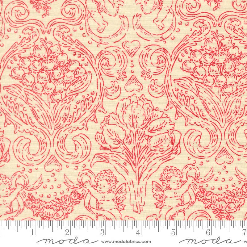 Je T'aime Love Damask Lace Red - Moda from Fort Worth Fabric Studio
