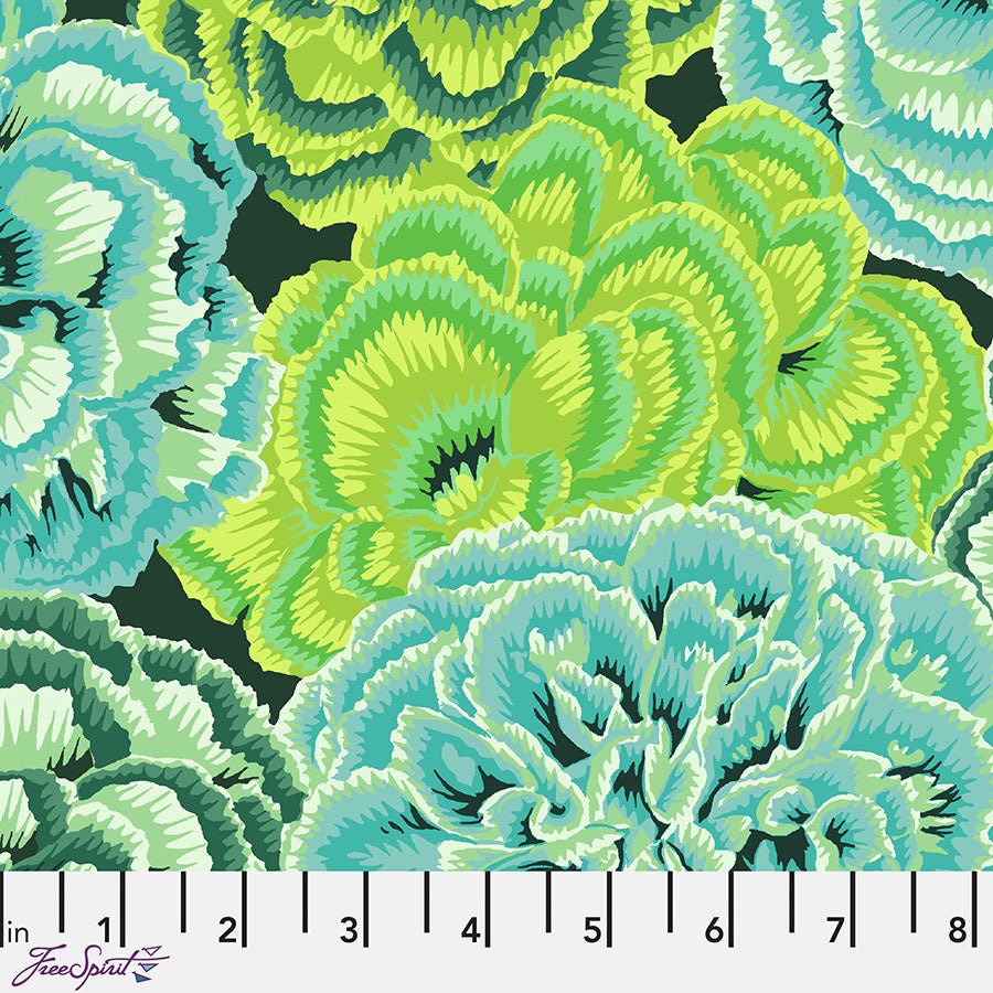Kaffe Fassett Collective Picotee Carnations Green - Free Spirit from Fort Worth Fabric Studio