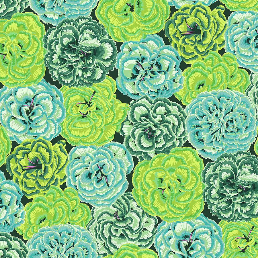 Kaffe Fassett Collective Picotee Carnations Green - Free Spirit from Fort Worth Fabric Studio