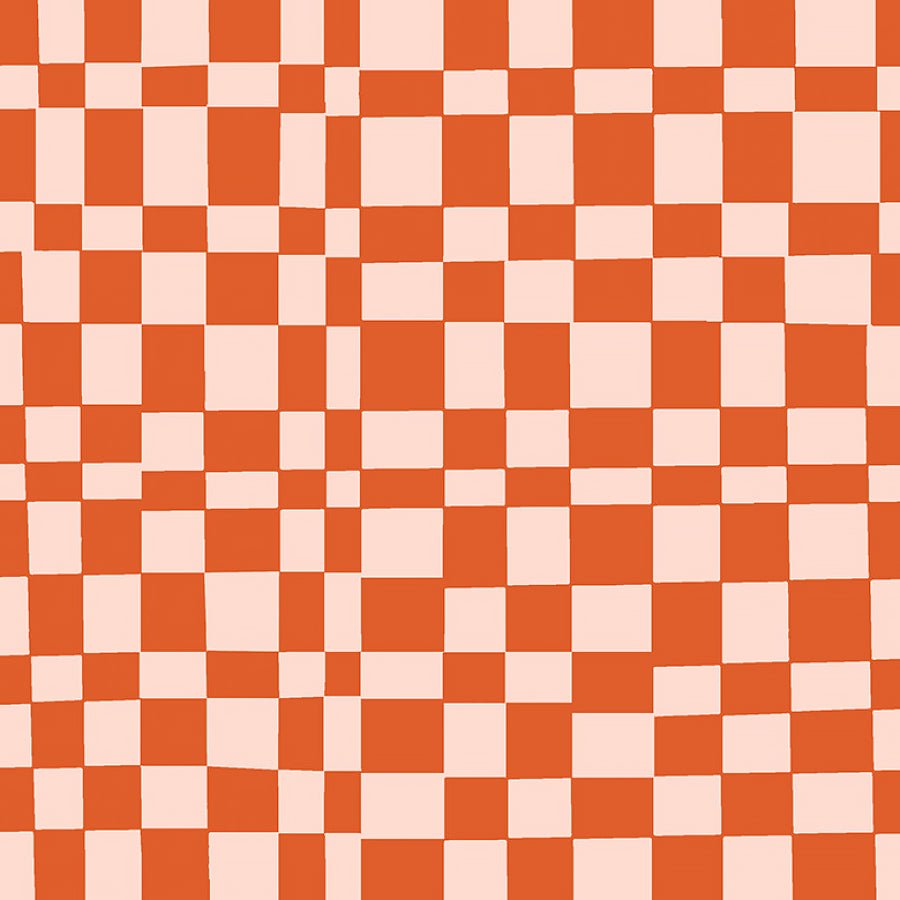 Kaleidoscope Checker Mandarin/Blush - Windham from Fort Worth Fabric Studio