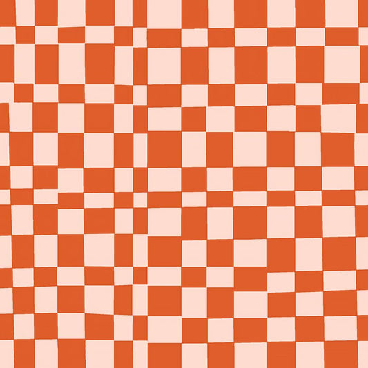 Kaleidoscope Checker Mandarin/Blush - Windham from Fort Worth Fabric Studio
