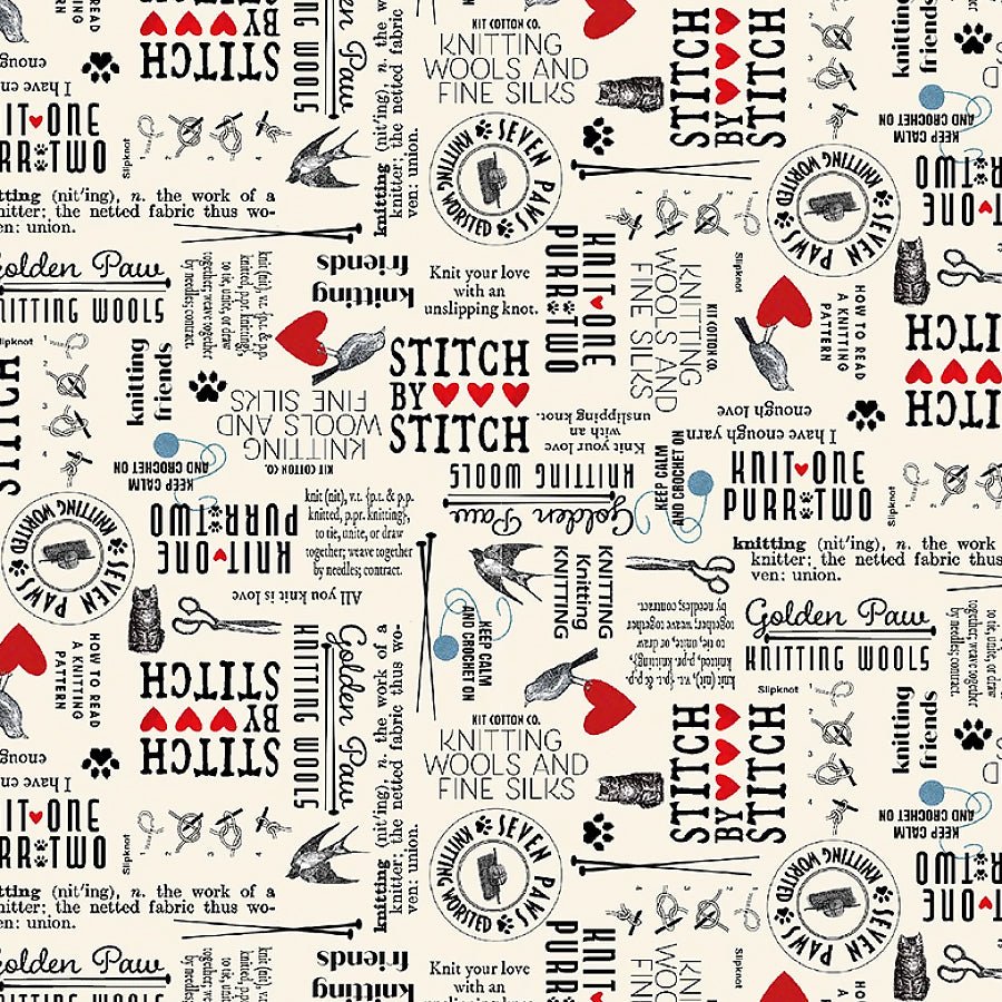 Knit 1, Purr 2 Newsletter Ecru - Studio E from Fort Worth Fabric Studio