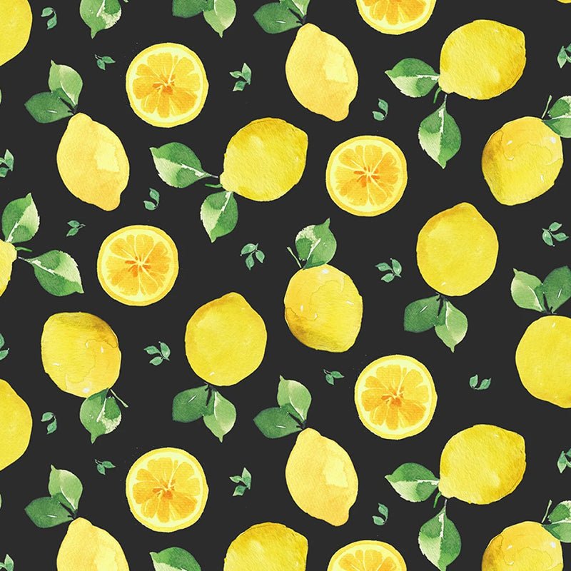 Lemon Zest Tossed Lemons Black - Clothworks from Fort Worth Fabric Studio