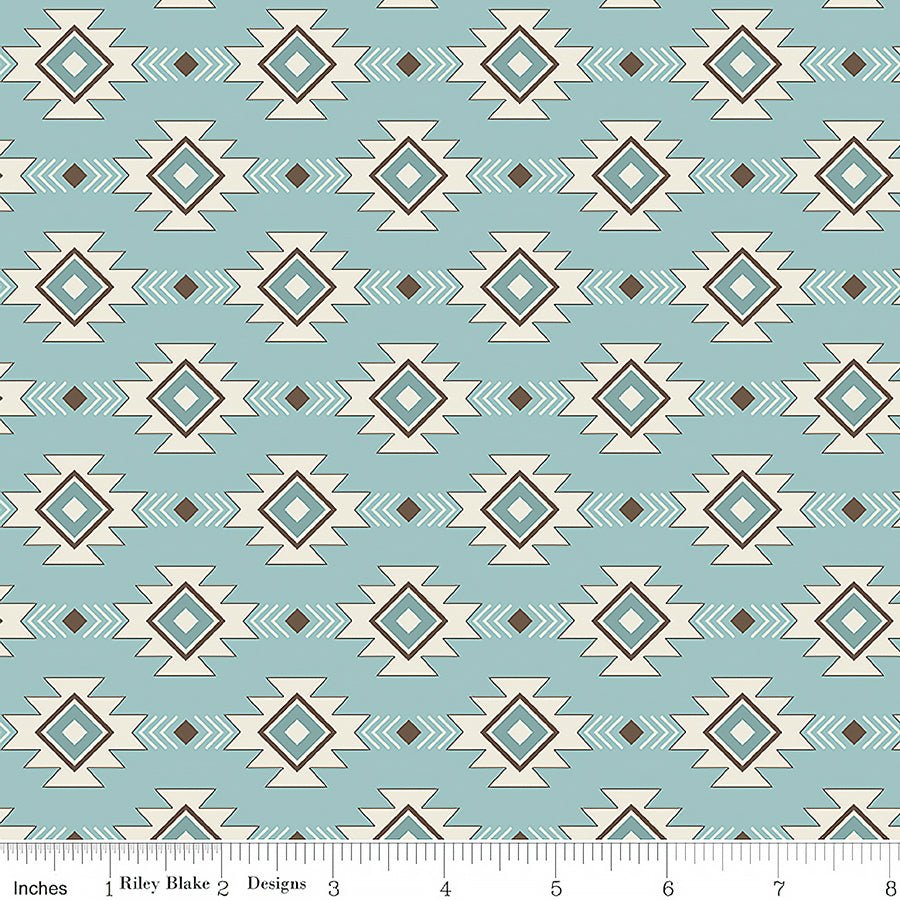 Let's Get Lost in the Woods Geometric Vintage Blue - Riley Blake from Fort Worth Fabric Studio