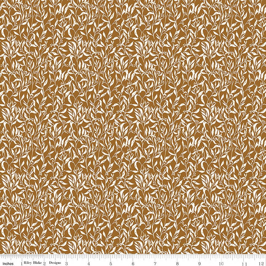 Let's Wander Leaflets Brown - Riley Blake from Fort Worth Fabric Studio