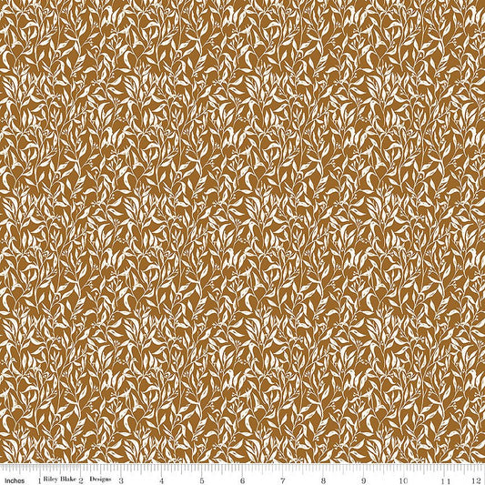 Let's Wander Leaflets Brown - Riley Blake from Fort Worth Fabric Studio
