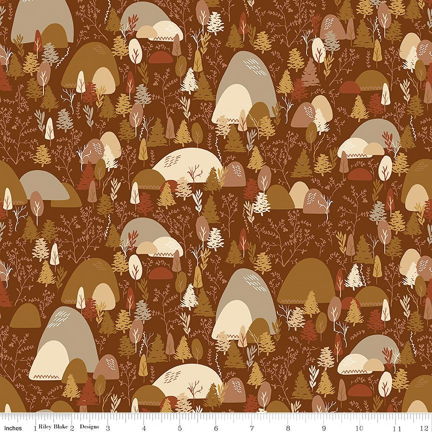 Let's Wander Mountain Music Brown - Riley Blake from Fort Worth Fabric Studio