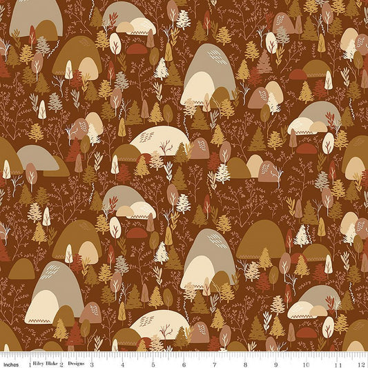 Let's Wander Mountain Music Brown - Riley Blake from Fort Worth Fabric Studio