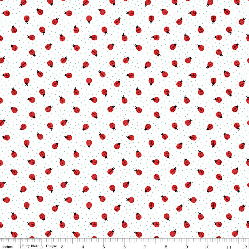 Little Ladybug Ladybugs White - Riley Blake from Fort Worth Fabric Studio