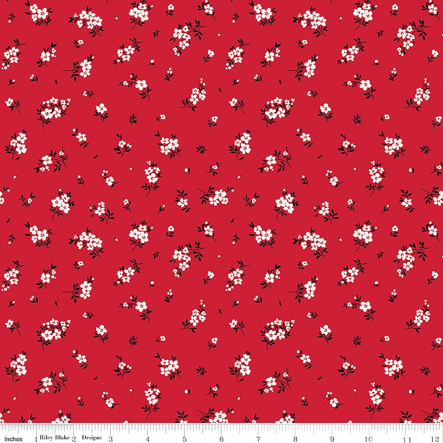 Little Ladybug Mini Flowers Red - Riley Blake from Fort Worth Fabric Studio