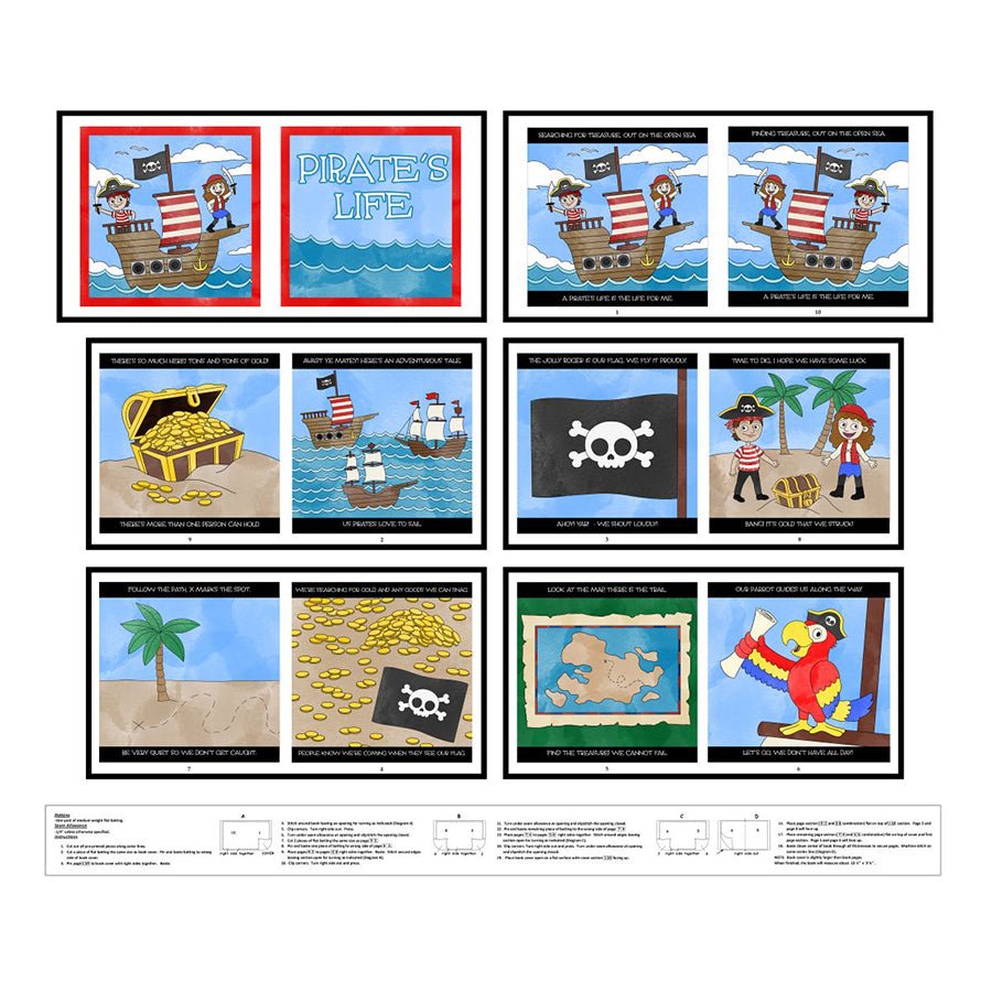 Little Library 36" Pirate's Life Book Panel Multi Panel by Blank Quilting