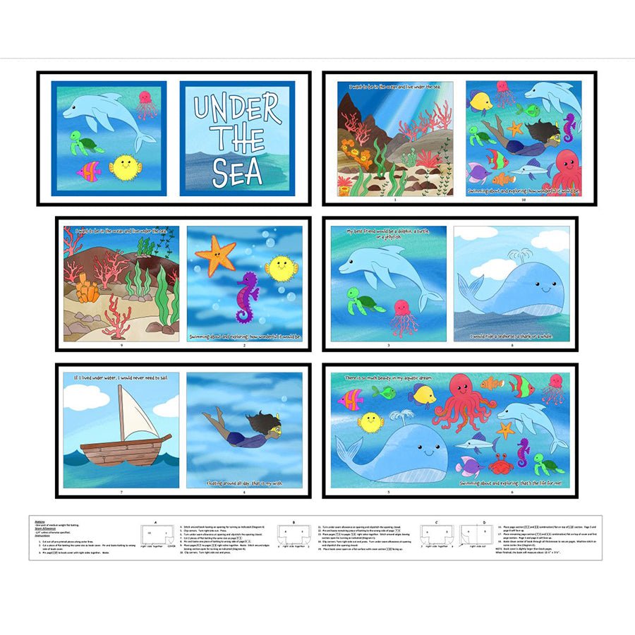 Little Library 36" Under the Sea Book Panel Multi Panel by Blank Quilting