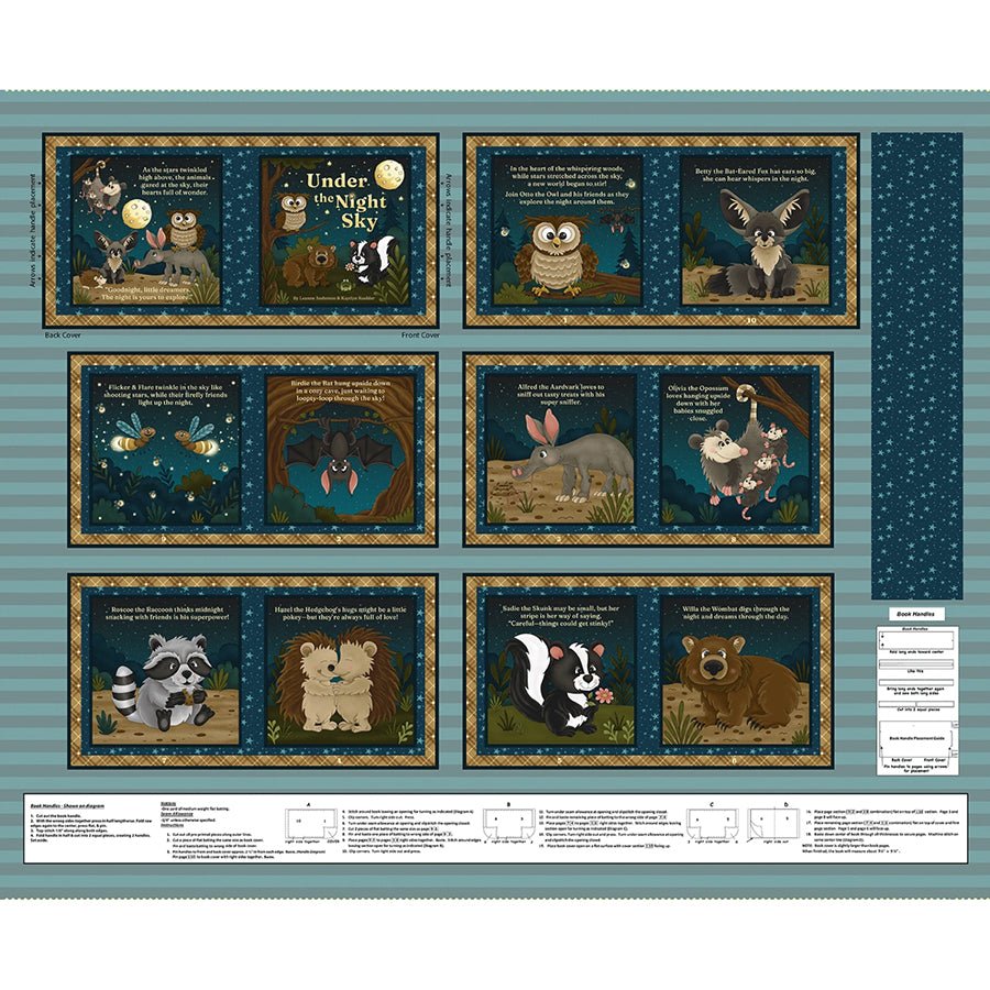 Little Readers 8 Under The Night Sky 36" Book Panel Navy - Henry Glass from Fort Worth Fabric Studio