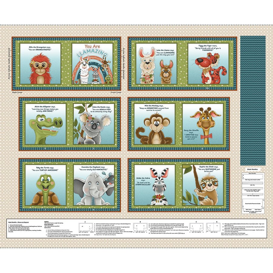 Little Readers 8 You Are Llamazing 36" Book Panel Cream - Henry Glass from Fort Worth Fabric Studio