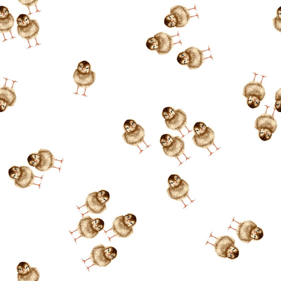 Little Seedlings Farm Chicks White - Blank Quilting from Fort Worth Fabric Studio