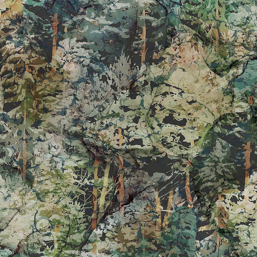 Lone Wolf Trees Teal Multi - Northcott from Fort Worth Fabric Studio