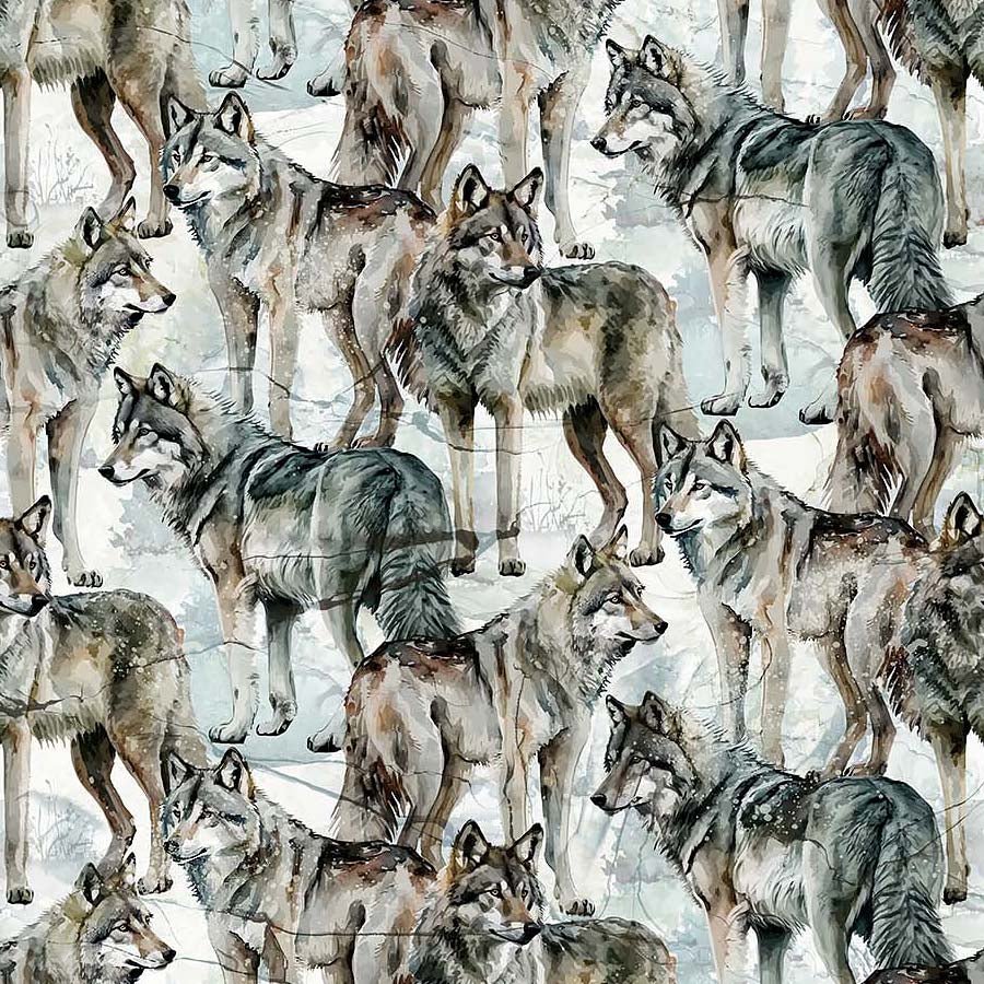 Lone Wolf Wolves Blue/Gray - Northcott from Fort Worth Fabric Studio