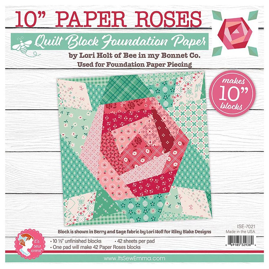 Lori Holt 10" Paper Roses Quilt Block Foundation Paper by Riley Blake - Riley Blake from Fort Worth Fabric Studio