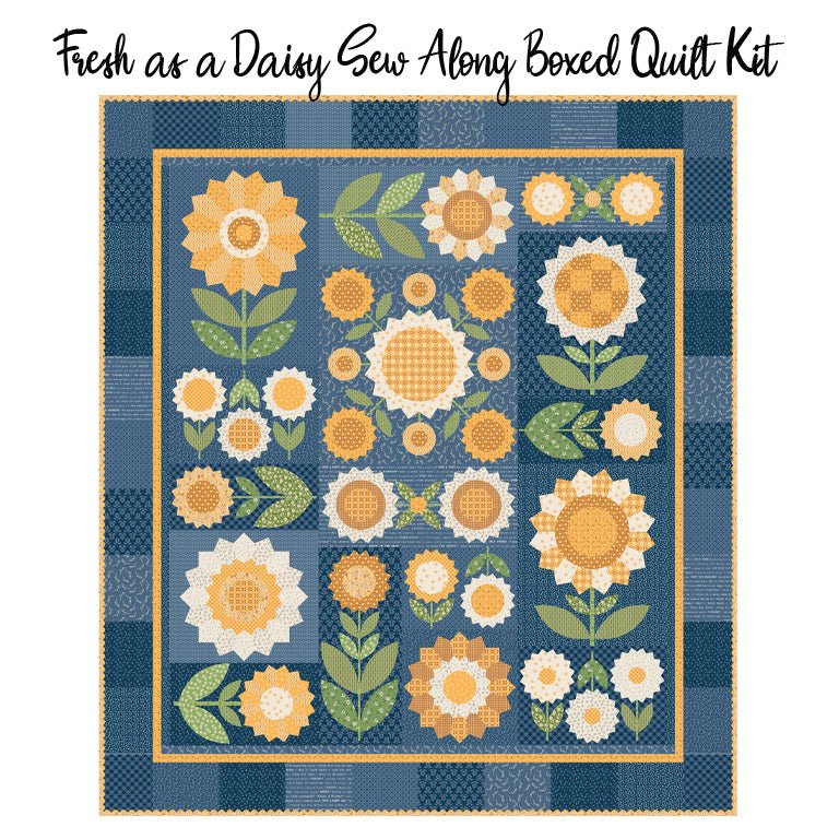 Lori Holt Fresh as a Daisy Sew Along Boxed Quilt Kit with Denim & Daisy from Riley Blake - Riley Blake from Fort Worth Fabric Studio