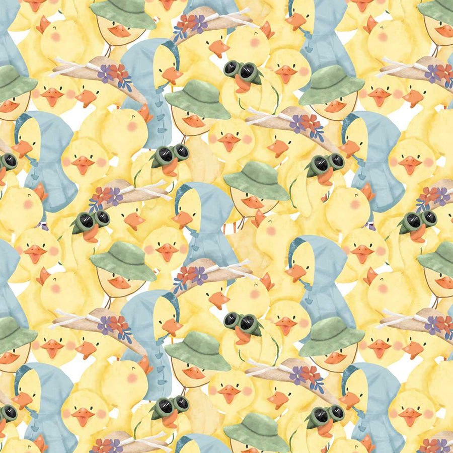 Lucky Duck Duck Crowd Yellow - Studio E from Fort Worth Fabric Studio