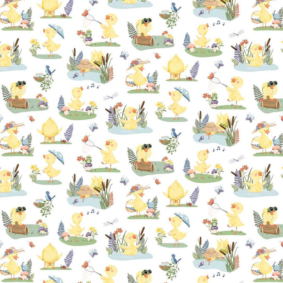 Lucky Duck Duck Scenic Yellow - Studio E from Fort Worth Fabric Studio