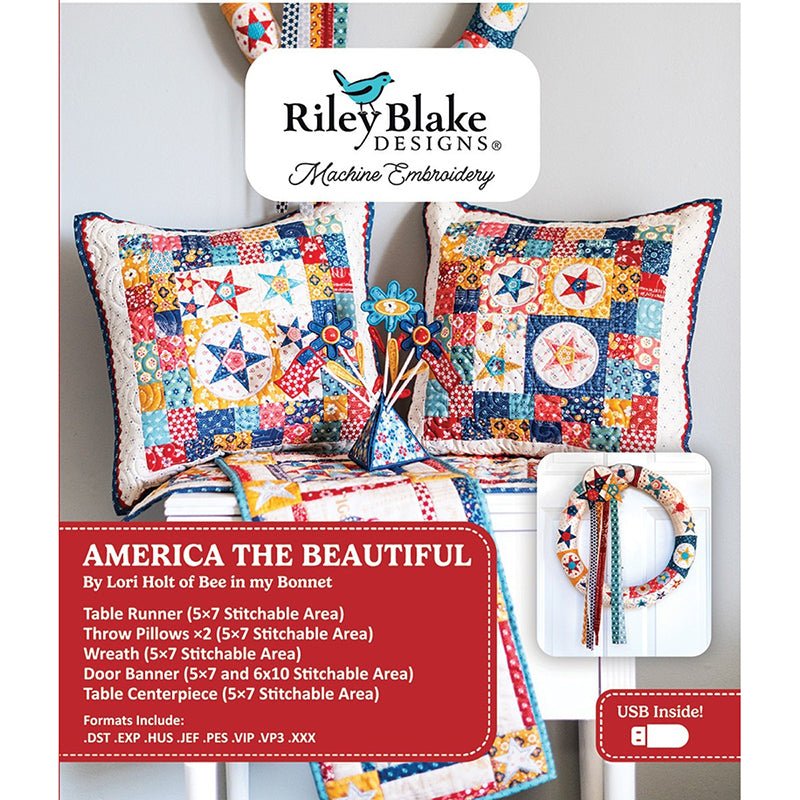 Machine Embroidery USB America the Beautiful by Lori Holt for Riley Blake - Riley Blake from Fort Worth Fabric Studio