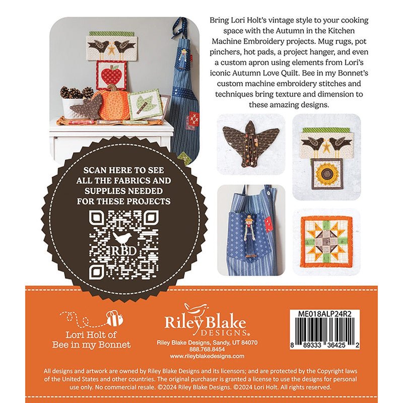 Machine Embroidery USB Autumn in the Kitchen by Lori Holt for Riley Blake - Riley Blake from Fort Worth Fabric Studio