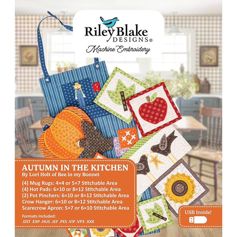 Machine Embroidery USB Autumn in the Kitchen by Lori Holt for Riley Blake - Riley Blake from Fort Worth Fabric Studio