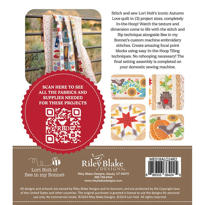 Machine Embroidery USB Autumn Love by Lori Holt for Riley Blake - Riley Blake from Fort Worth Fabric Studio