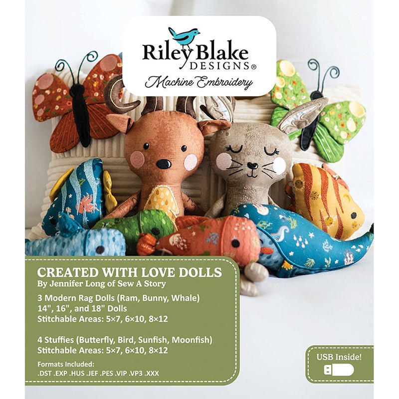 Machine Embroidery USB Created with Love Dolls by Jennifer Long for Riley Blake - Riley Blake from Fort Worth Fabric Studio
