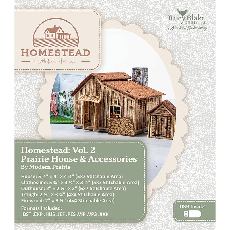 Machine Embroidery USB Homestead Prairie House by Modern Prairie for Riley Blake - Riley Blake from Fort Worth Fabric Studio