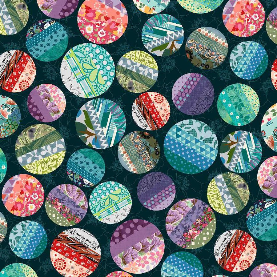 Meow Mix Big Dots Dark Teal – Remnant 9″ × 44″ - Studio E from Fort Worth Fabric Studio