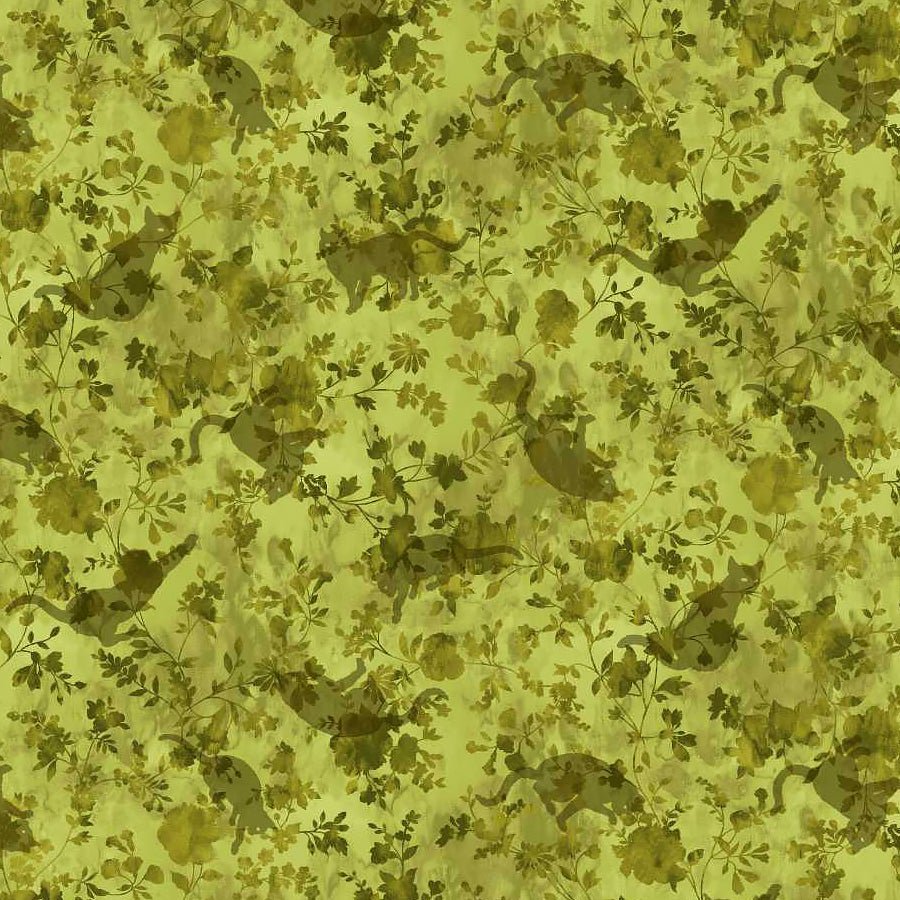 Meow Mix Cat Texture Lime - Studio E from Fort Worth Fabric Studio