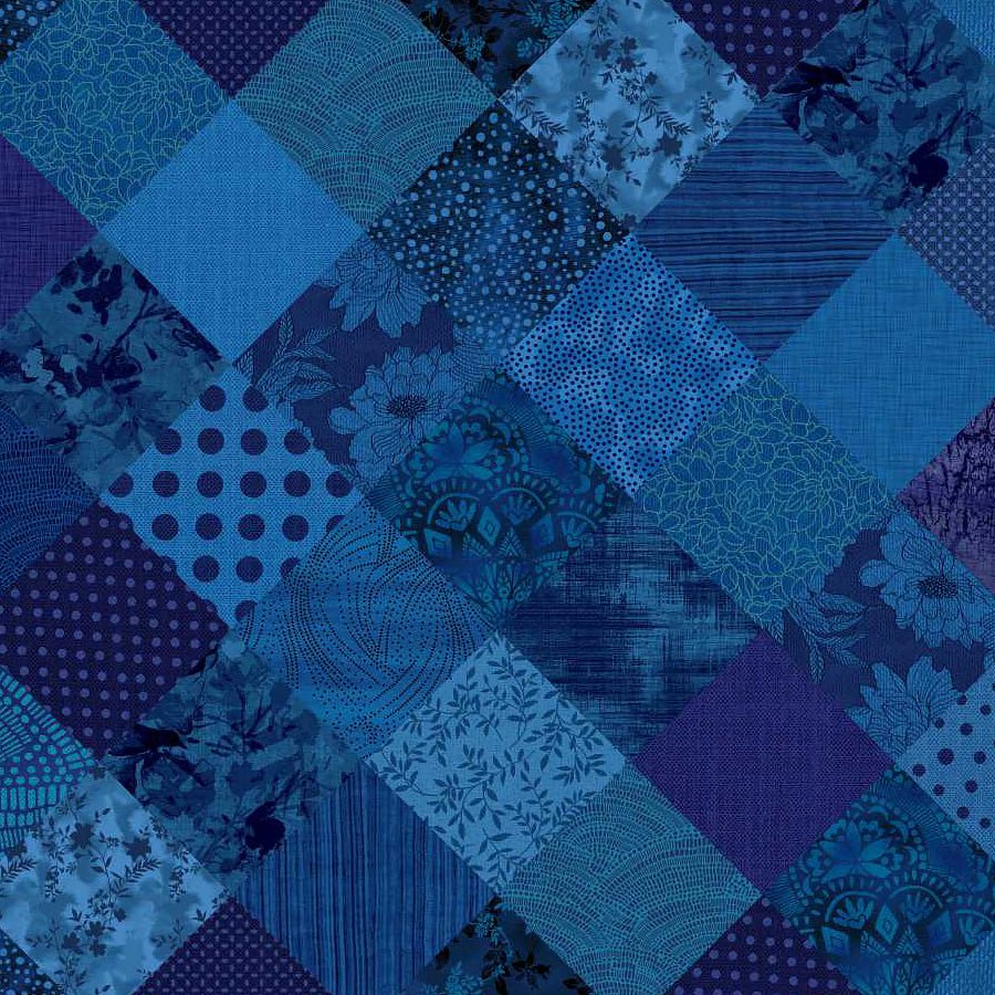 Meow Mix Cheater Patch Royal Blue - Studio E from Fort Worth Fabric Studio