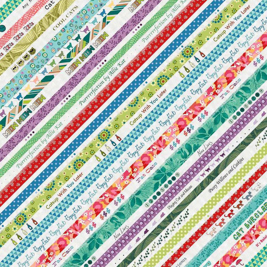 Meow Mix Selvedge Stripe Off - White - Studio E from Fort Worth Fabric Studio