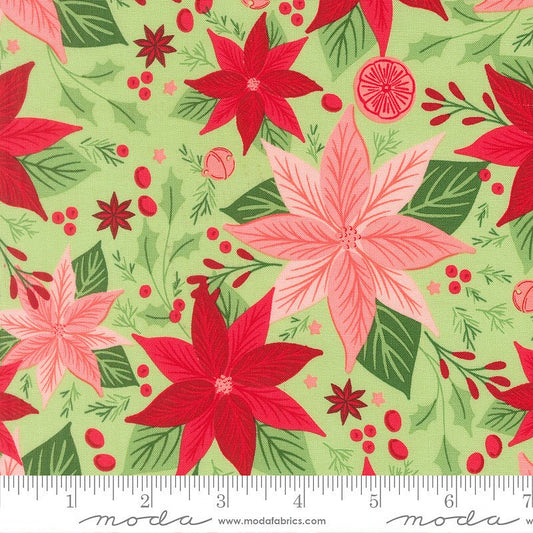 Merrily on High Poinsettia Florals Evergreen - Moda from Fort Worth Fabric Studio