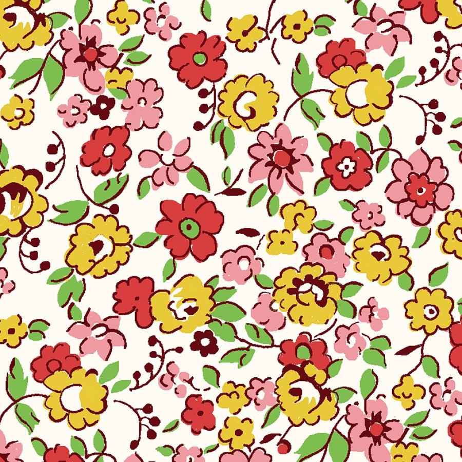 Merry Go Round Flowing Flowers Red - Windham from Fort Worth Fabric Studio