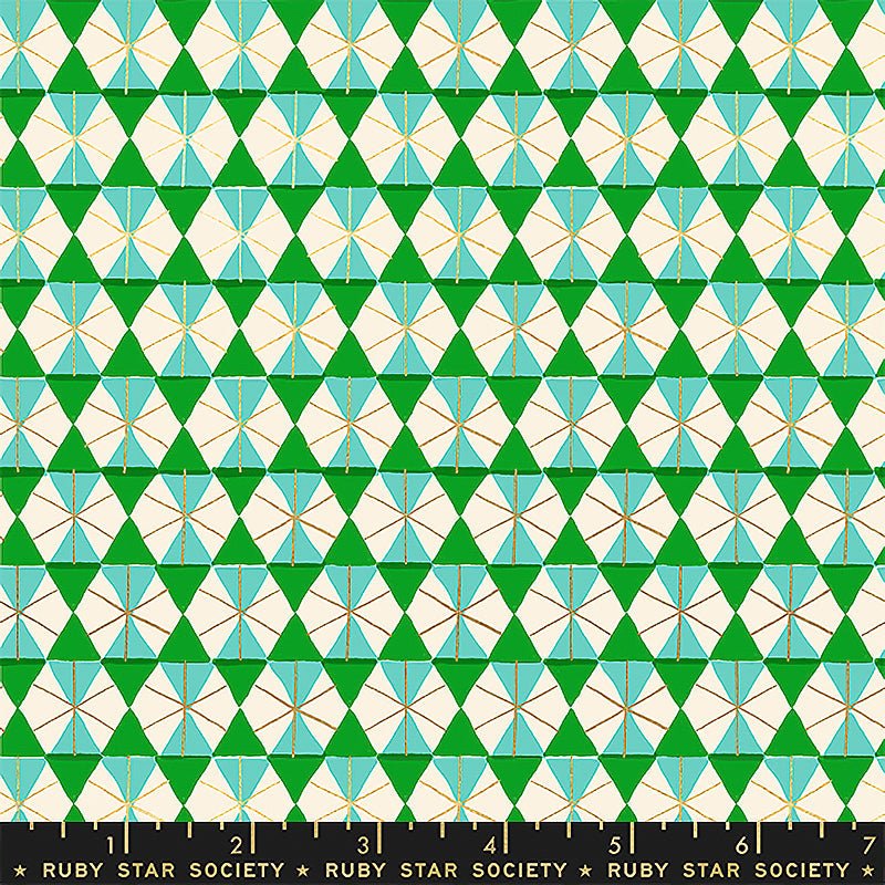 Merry Happy Geometric Plaid Verdant Metallic - Ruby Star Society from Fort Worth Fabric Studio