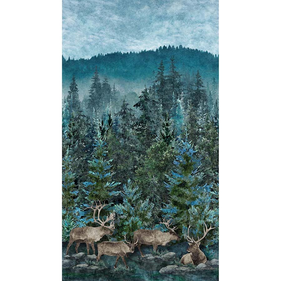 Migration Wide Border Dark Teal Multi - Northcott from Fort Worth Fabric Studio