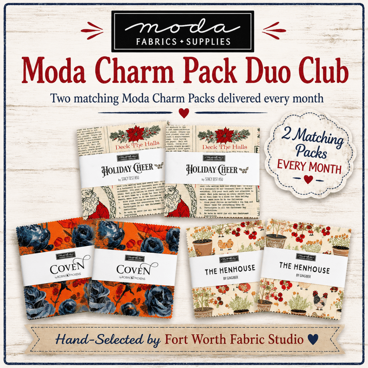 Moda Charm Pack Duo of the Month Club - Fort Worth Fabric Studio from Fort Worth Fabric Studio